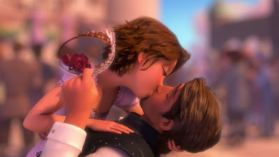 Disney's Tangled: Rapunzel and Flynn kissing